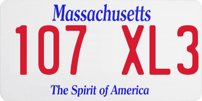 MA license plate 107XL3