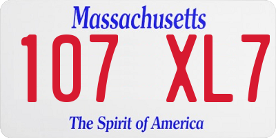 MA license plate 107XL7