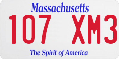 MA license plate 107XM3