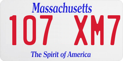 MA license plate 107XM7
