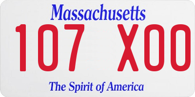 MA license plate 107XO0