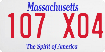 MA license plate 107XO4