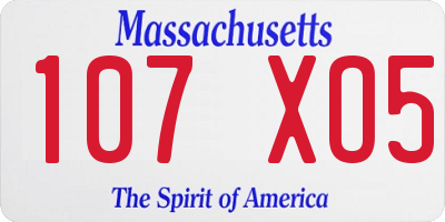 MA license plate 107XO5