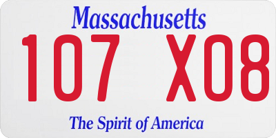 MA license plate 107XO8