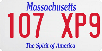 MA license plate 107XP9