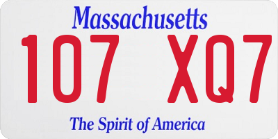 MA license plate 107XQ7