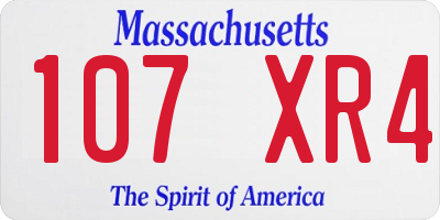 MA license plate 107XR4