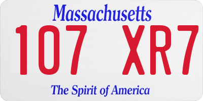 MA license plate 107XR7