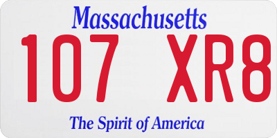 MA license plate 107XR8