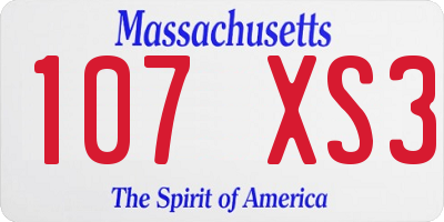 MA license plate 107XS3