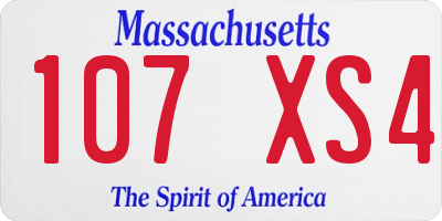 MA license plate 107XS4