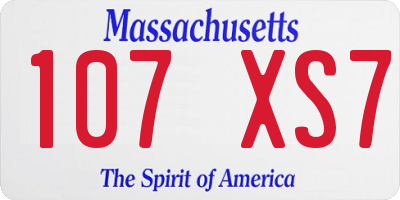 MA license plate 107XS7