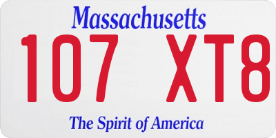 MA license plate 107XT8