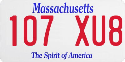 MA license plate 107XU8
