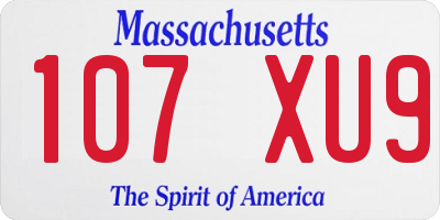 MA license plate 107XU9