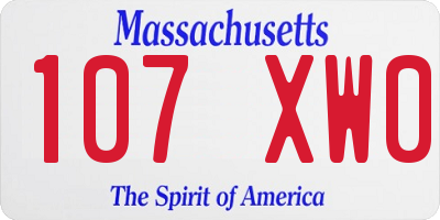MA license plate 107XW0