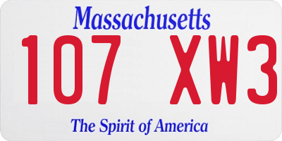 MA license plate 107XW3