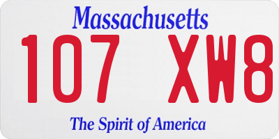 MA license plate 107XW8