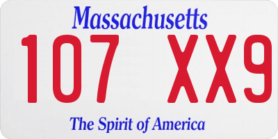 MA license plate 107XX9