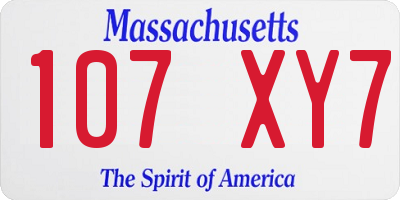 MA license plate 107XY7