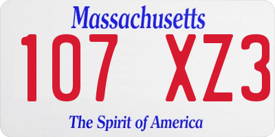MA license plate 107XZ3