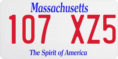 MA license plate 107XZ5