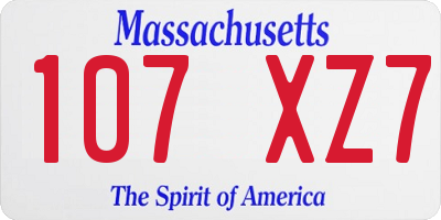 MA license plate 107XZ7