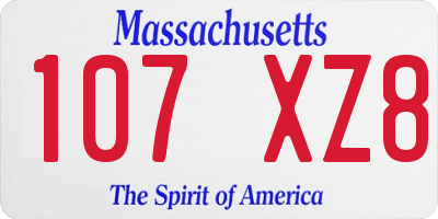 MA license plate 107XZ8