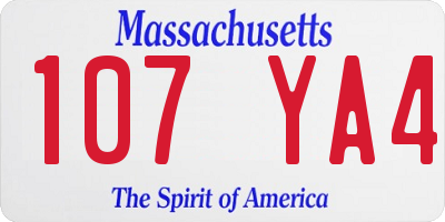 MA license plate 107YA4