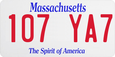 MA license plate 107YA7
