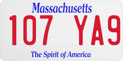 MA license plate 107YA9