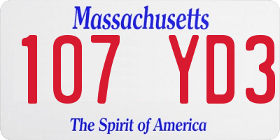 MA license plate 107YD3