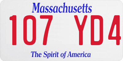 MA license plate 107YD4