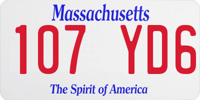 MA license plate 107YD6