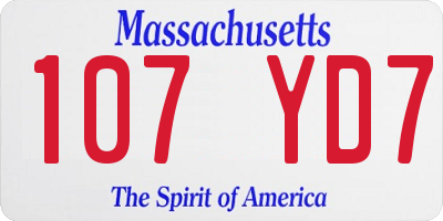 MA license plate 107YD7