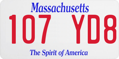 MA license plate 107YD8