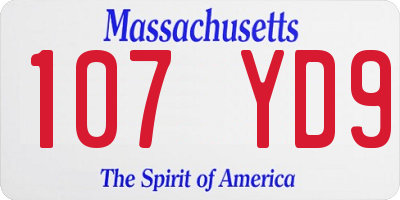 MA license plate 107YD9