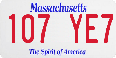 MA license plate 107YE7
