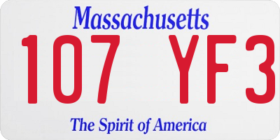 MA license plate 107YF3