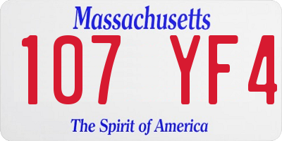 MA license plate 107YF4