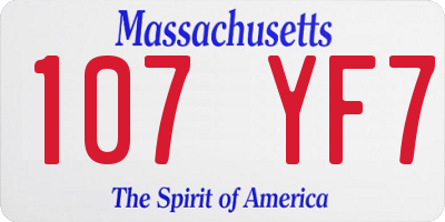 MA license plate 107YF7