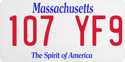 MA license plate 107YF9