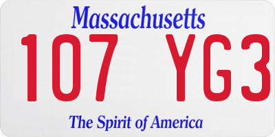 MA license plate 107YG3