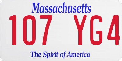 MA license plate 107YG4
