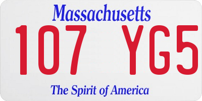 MA license plate 107YG5