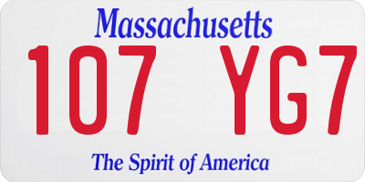 MA license plate 107YG7
