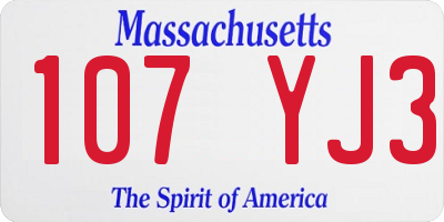 MA license plate 107YJ3