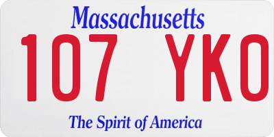 MA license plate 107YK0