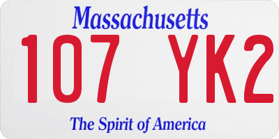 MA license plate 107YK2