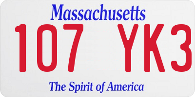 MA license plate 107YK3